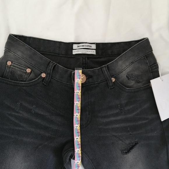 NWT One Teaspoon Marines Extreme Flare Low Rise Jeans Black Oak 24 - Picture 14 of 16